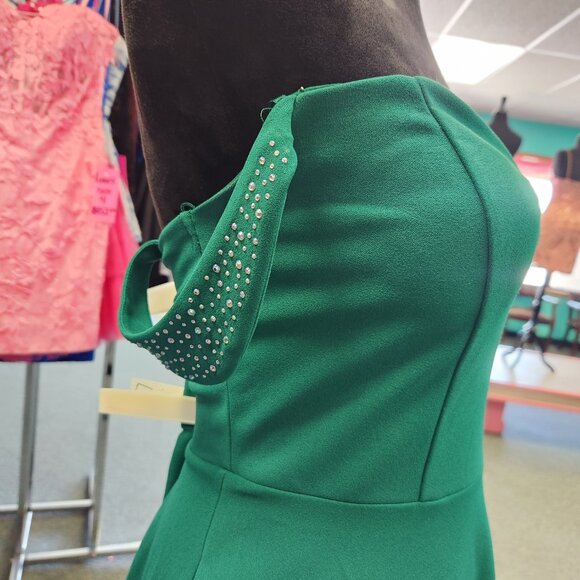 Netty D2172 Size 12 (XL) Emerald Green Jersey Knit Short Dress/Homecoming - Picture 3 of 5